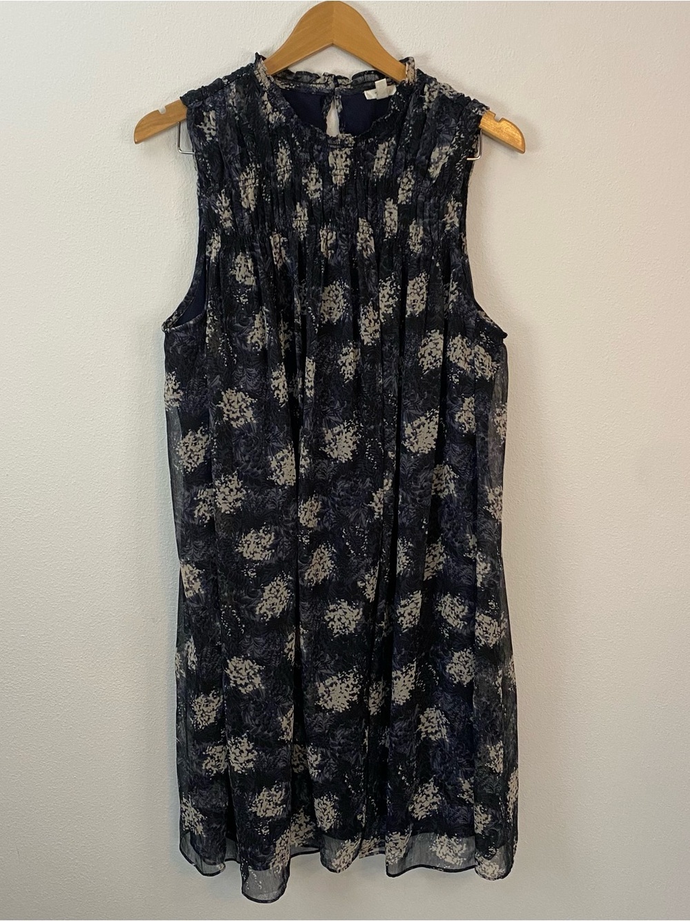 Joie Baltic Print Blue Chiffon Sleeveless Midi‎ Dress Floral Women’s Large